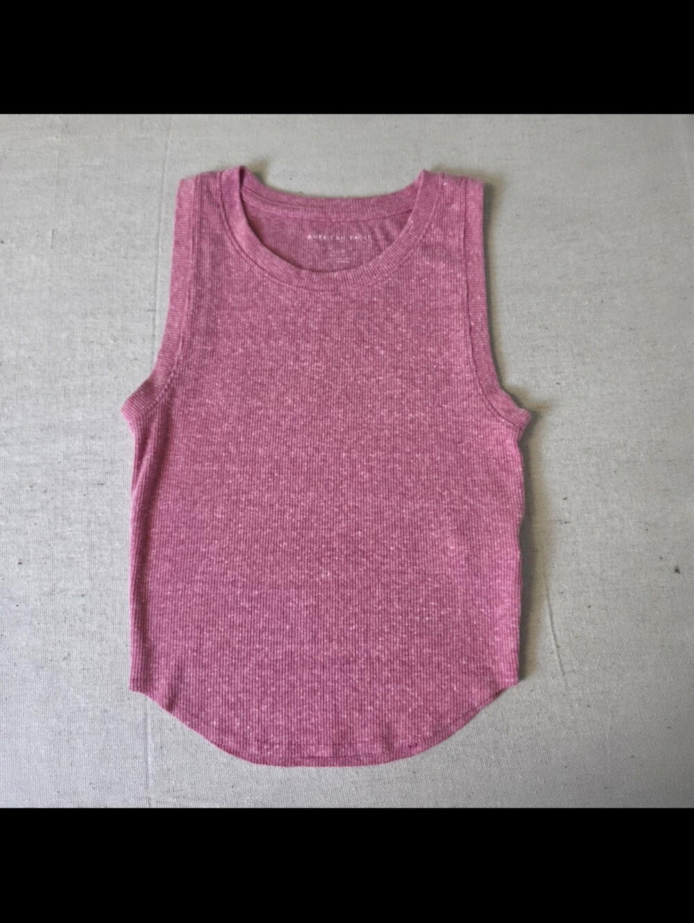 American Eagle Ribbed Tank Top Curved Hem Heathered Pink Women's Size S